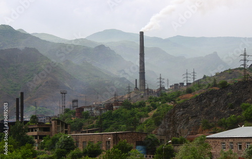 Smoking factory in a developing country photo