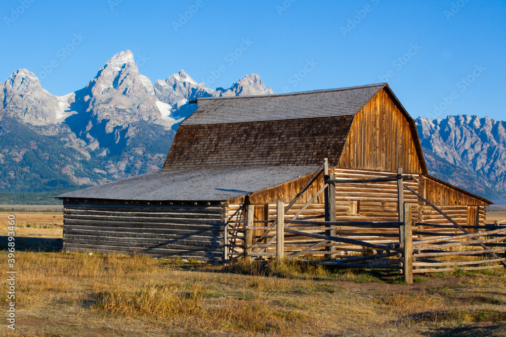 Barn against the mountains