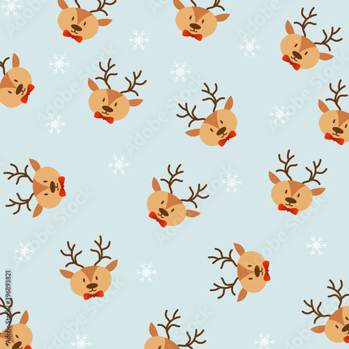 Cute cartoon pattern with christmas deer