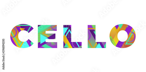 Cello Concept Retro Colorful Word Art Illustration