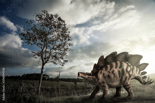 Herbivorous Dinosaur Stegosaurus living in Late Jurassic © meen_na