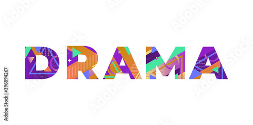 Drama Concept Retro Colorful Word Art Illustration