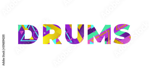 Drums Concept Retro Colorful Word Art Illustration