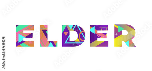 Elder Concept Retro Colorful Word Art Illustration