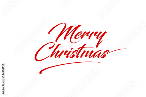 Merry christmas red hand lettering inscription to winter holiday design  calligraphy vector illustration. Merry Christmas and Happy New Year. Calligraphy lettering badge design for winter Xmas.