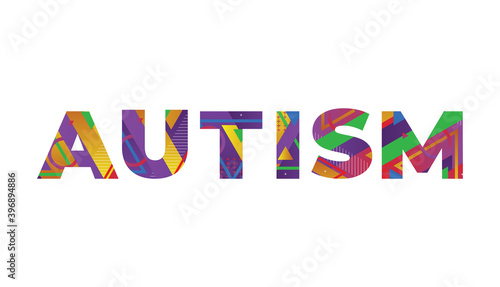 Autism Concept Retro Colorful Word Art Illustration