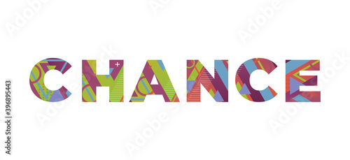 Chance Concept Retro Colorful Word Art Illustration