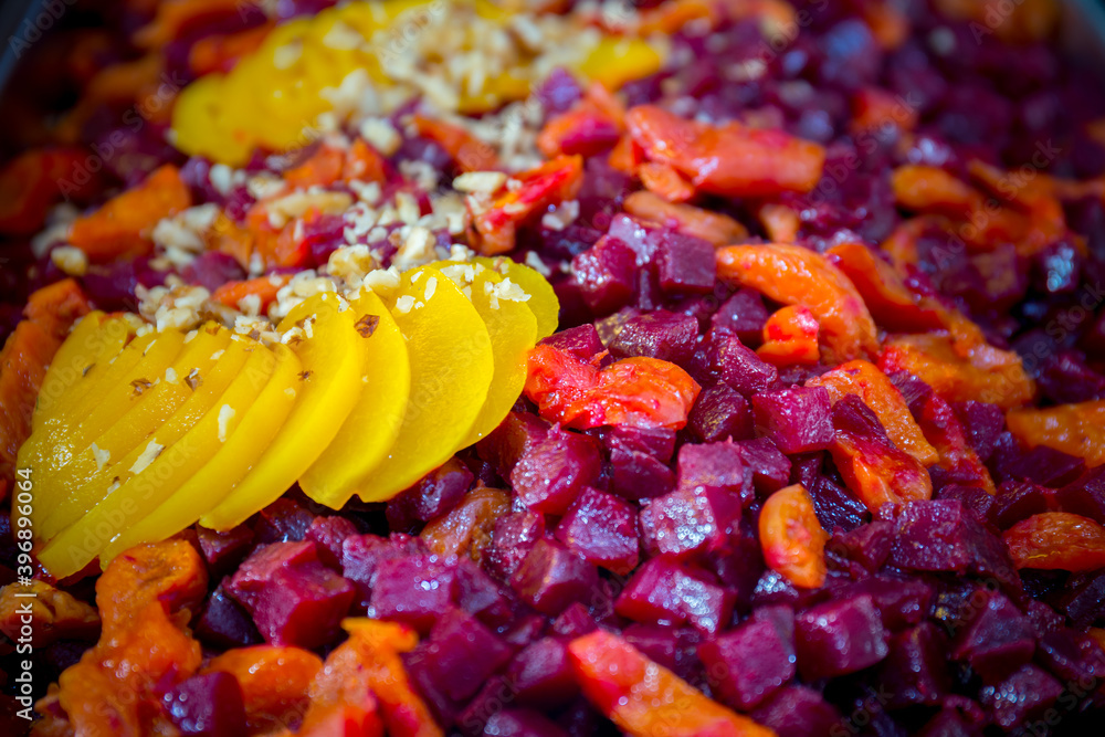 Served tasty vegeterian heahy food close up view. Served tasty vegeterian heahy food close up view.