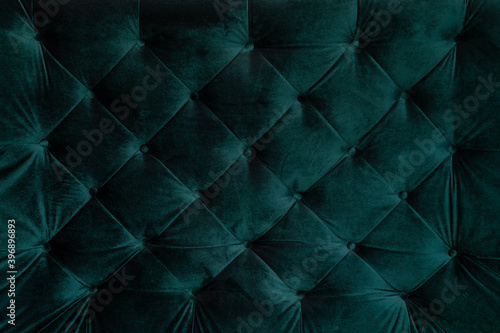 Fotografie background malachite green teal velvet capitone textile, suede, velor, with butt