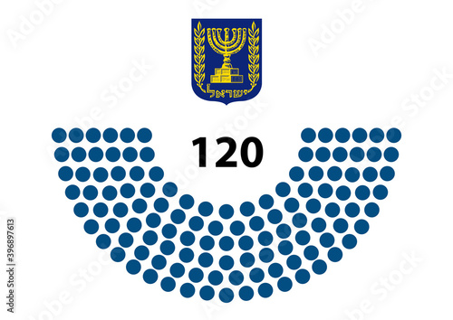 Tableau sur toile Illustration of 120 Knesset parliament seats, the unicameral national legislatur