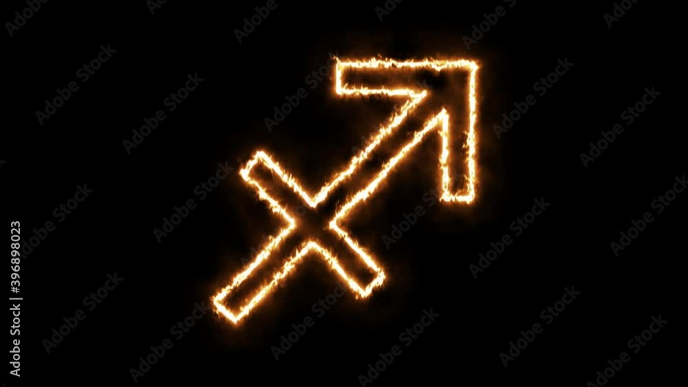 The Archer Zodiac Sign Sagittarius on fire loop animation. flame video 4K The Archer Zodiac Sign Sagittarius on fire loop animation. flame video 4K