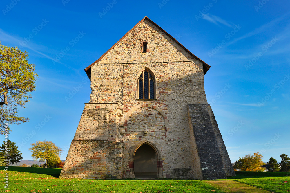 Fototapeta premium Front view of remains of old church at carolingian imperial Abbey of Lorsch in Germany