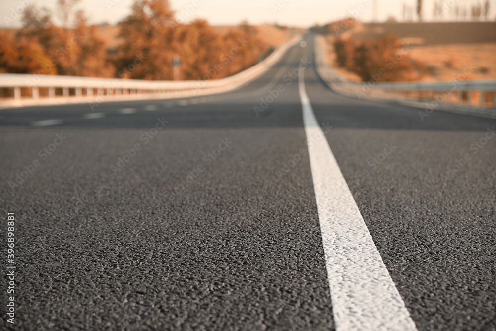 Beautiful view of empty asphalt highway. Road trip Beautiful view of empty asphalt highway. Road trip