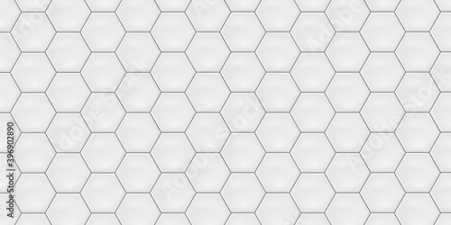 White hexagon ceramic tiles. Modern seamless pattern  white colored hexagon ceramic tiles. 