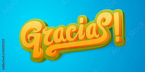 Gracias! 3D lettering thanks in Spanish. Vector illustration.

