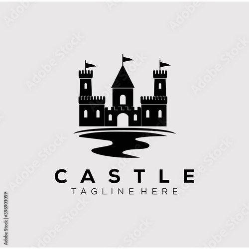 river castle logo vector illustration design
