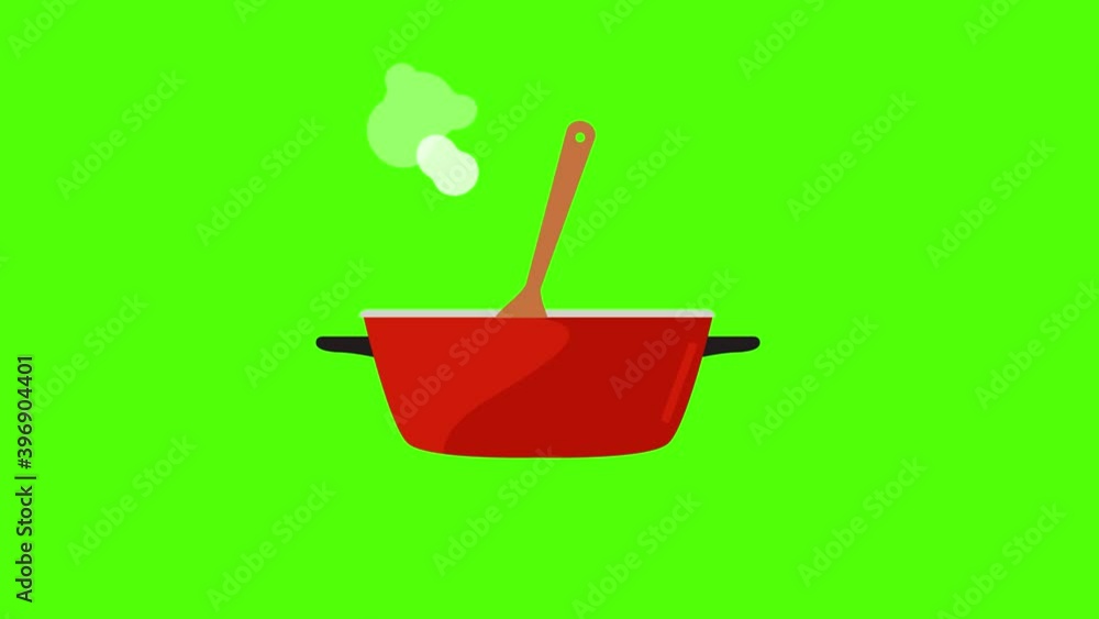 Saucepan animation on green screen chroma key, flat design element Saucepan animation on green screen chroma key, flat design element