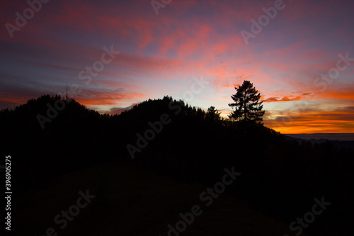 orange and yellow sunset seen from the mountain Hoernli photo