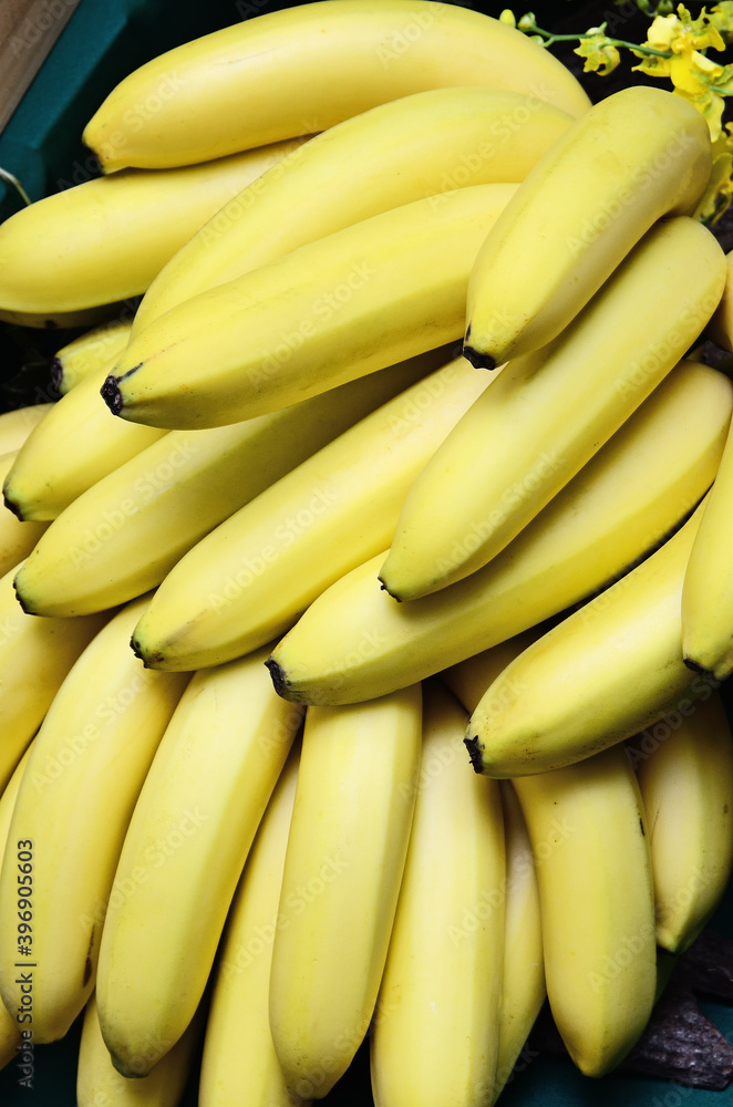 Bunch of ripe bananas for sale at market