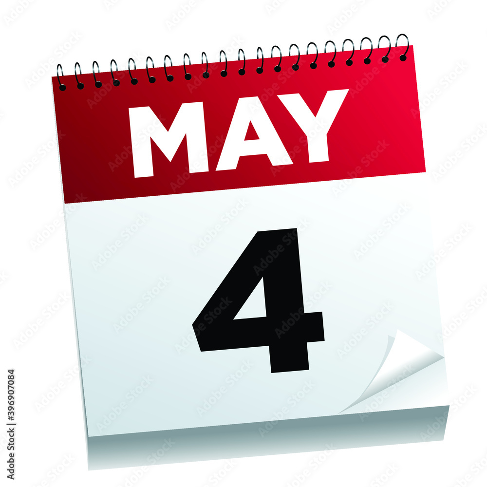 May 4th on a calendar page - illustrated. May 4th on a calendar page - illustrated.