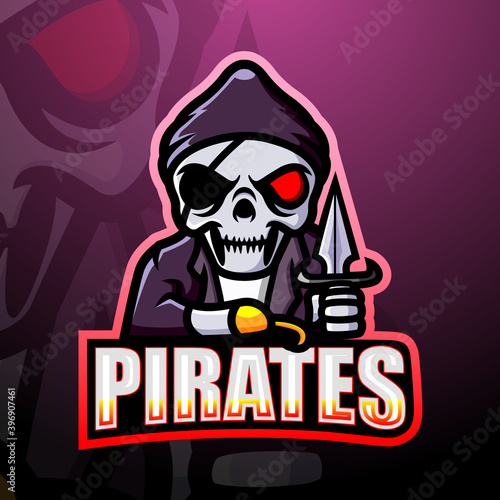 Pirate skull esport mascot logo design