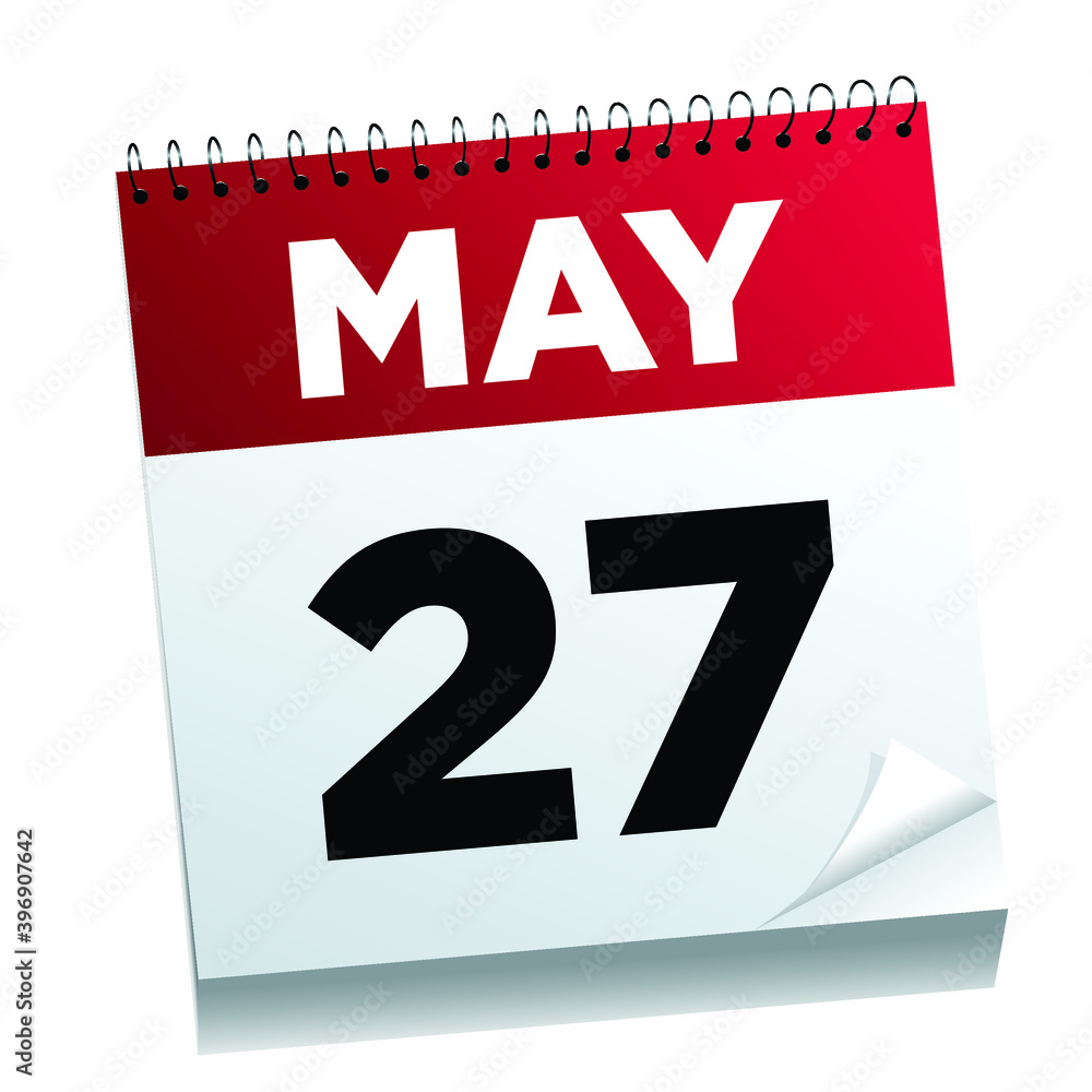 May 27th on a calendar page - illustrated. May 27th on a calendar page - illustrated.