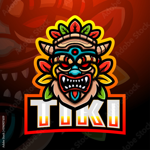 Tiki mask mascot esport logo design
