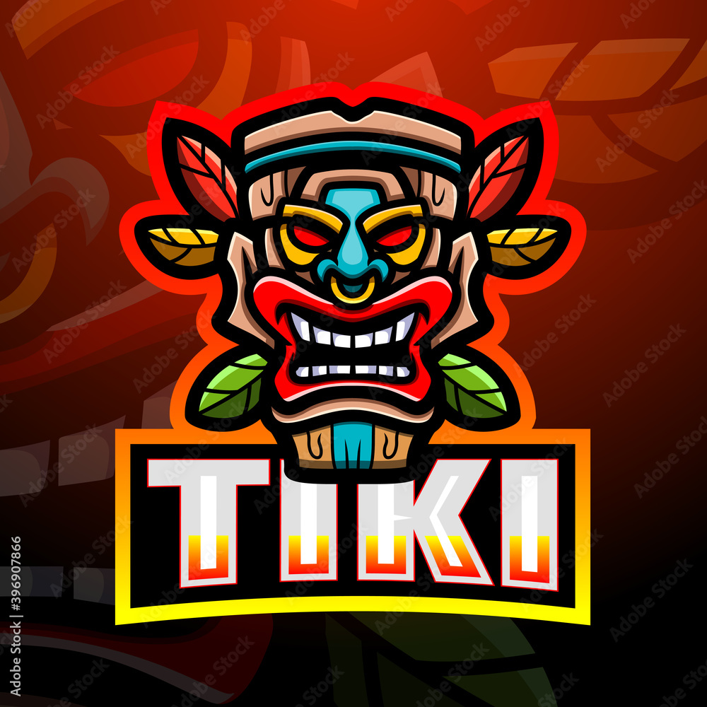 Tiki mask mascot esport logo design