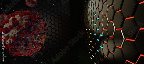 virus cell 2021 grid hexago...