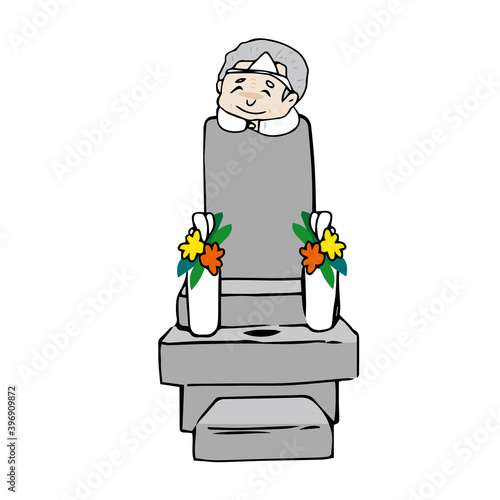墓　墓石　墓参り　おじいさん　先祖