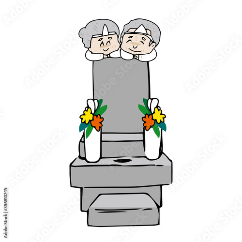 墓　墓石　墓参り　おじいさん　おばあさん　先祖