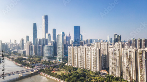 Aerial photography China Guangzhou modern city architecture landscape skyline © 昊 周