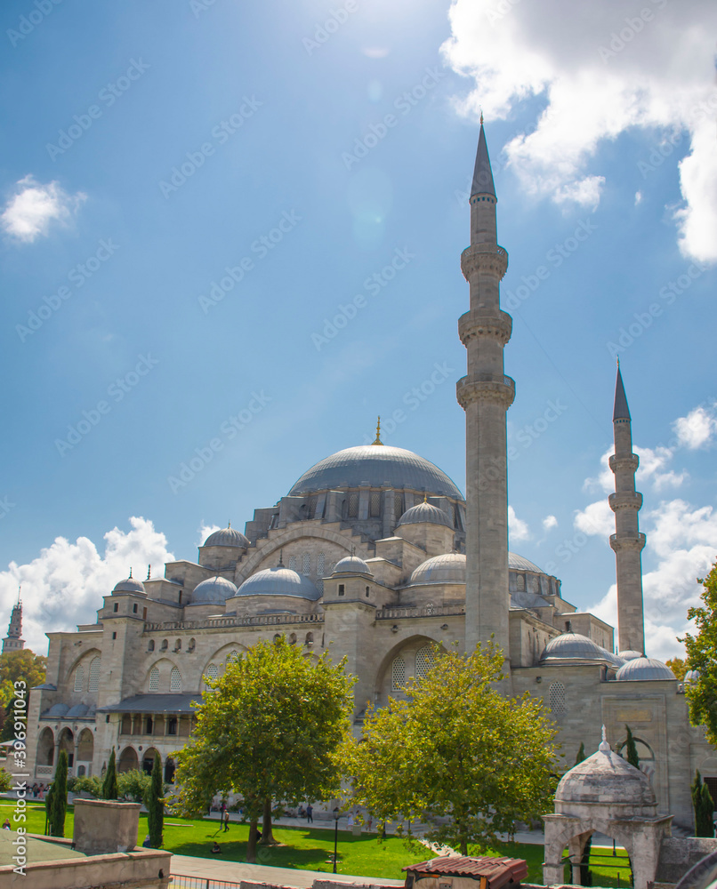Exterior view of Suleymaniye Mosque at daily time, Istanbul, Turkey.