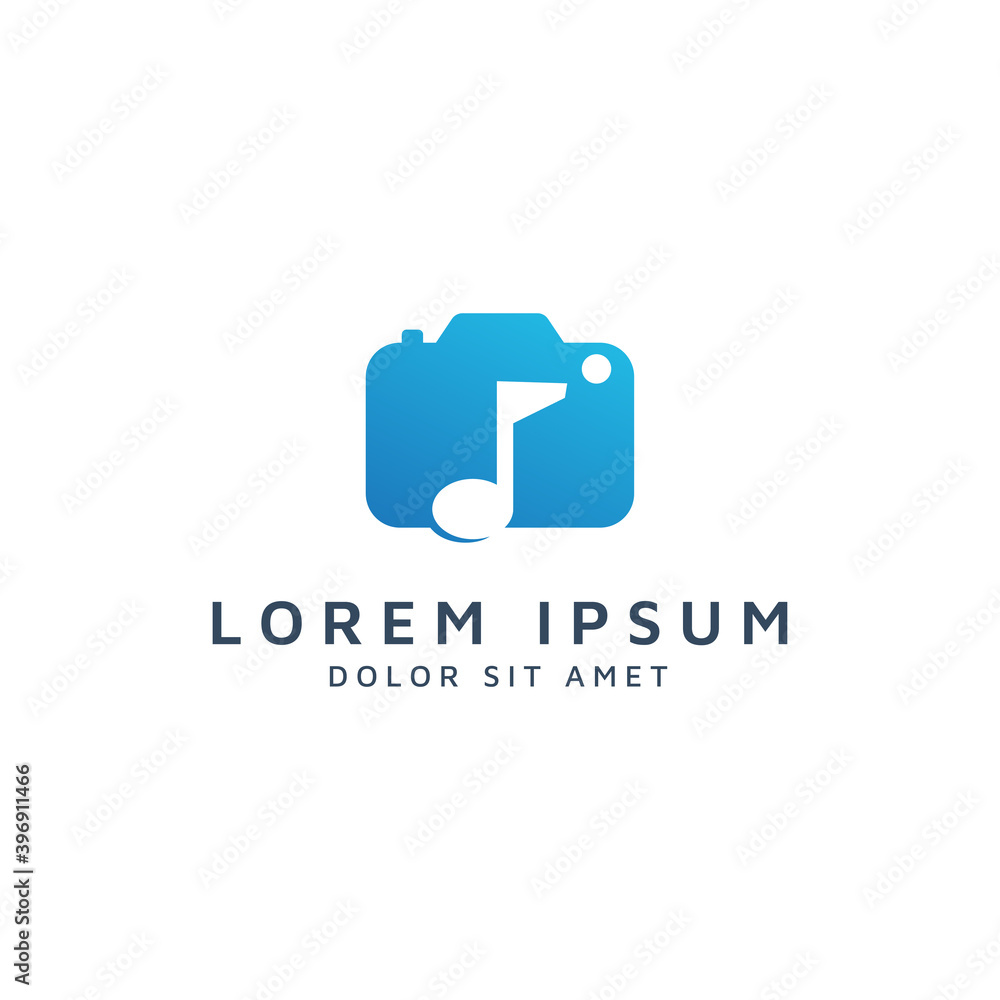 camera and music negative space logo design camera and music negative space logo design