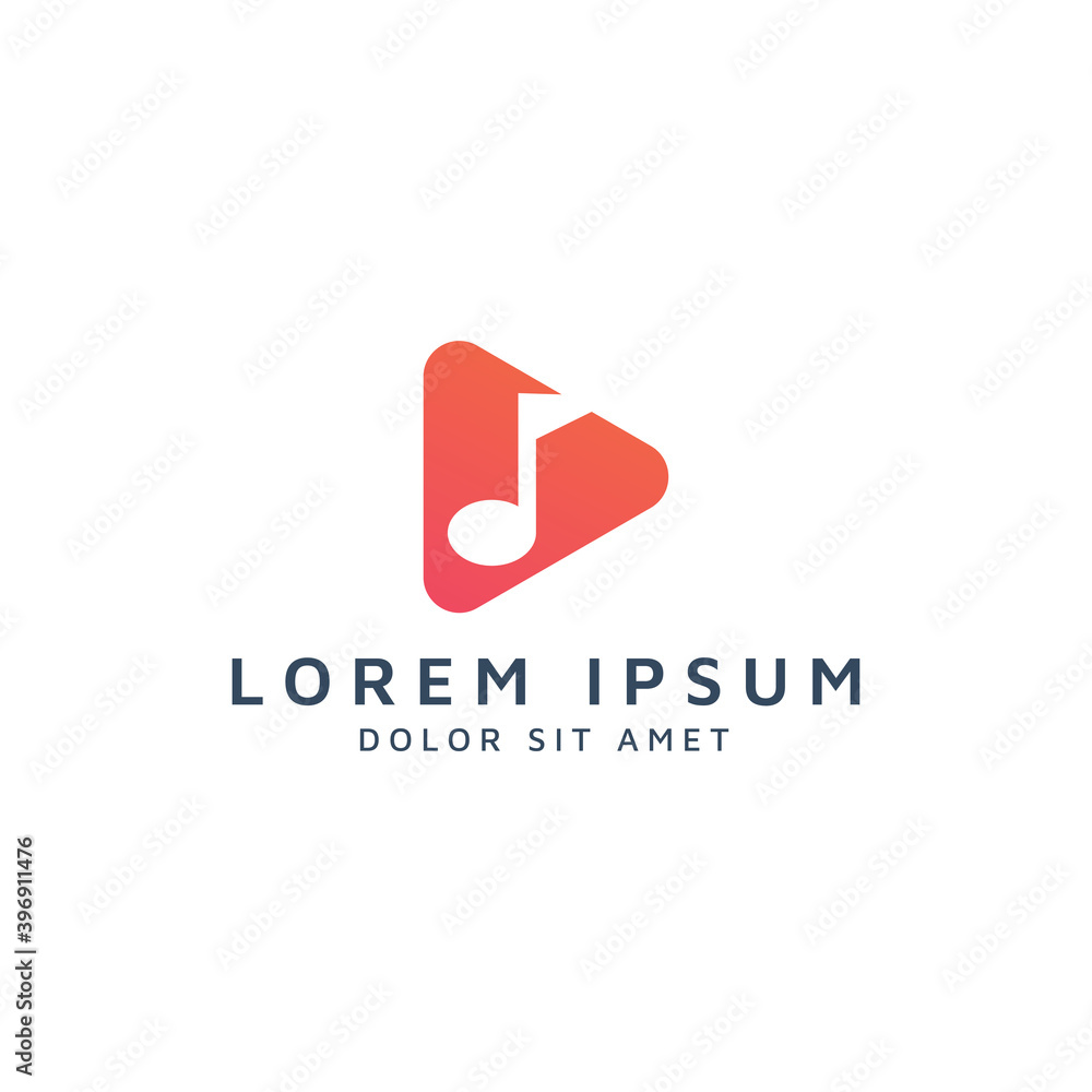 play media and music negative space logo design play media and music negative space logo design