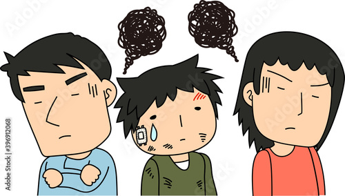 An angry couple who abuses children