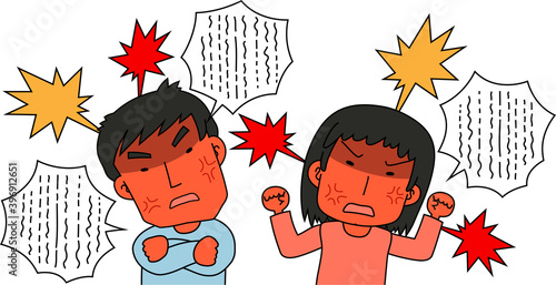 angry couple making a fierce complaint