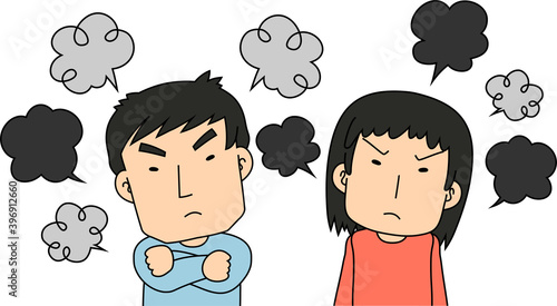 angry couple making a fierce complaint