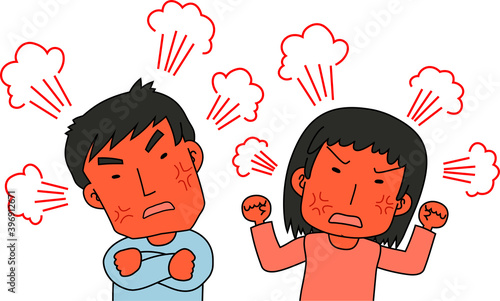 angry couple making a fierce complaint