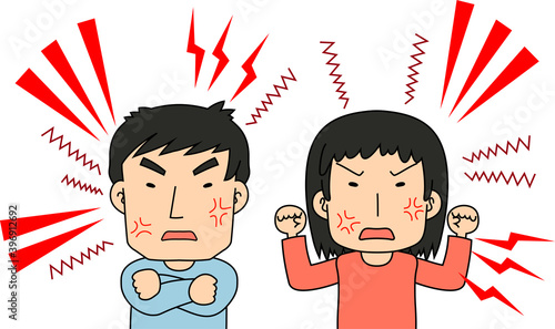 angry couple making a fierce complaint