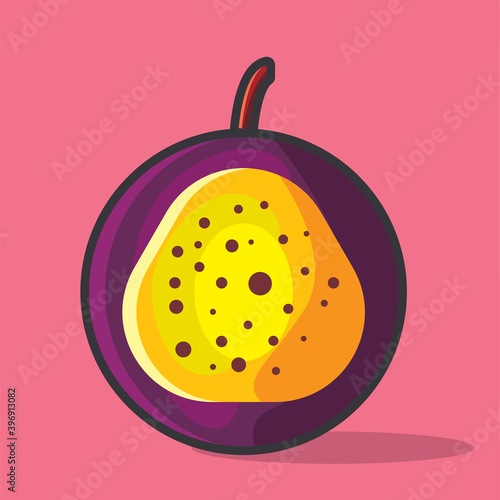 passion fruit slice vector illustration in flat style