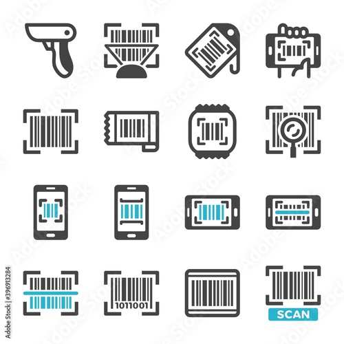barcode icon set,vector and illustration