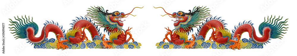 Chinese dragon statue isolated on white background Chinese dragon statue isolated on white background