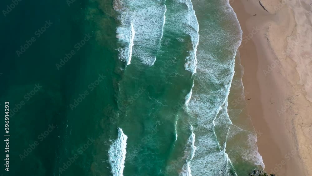 Rising drone shot of shoreline at Cabarita Beach Australia Rising drone shot of shoreline at Cabarita Beach Australia