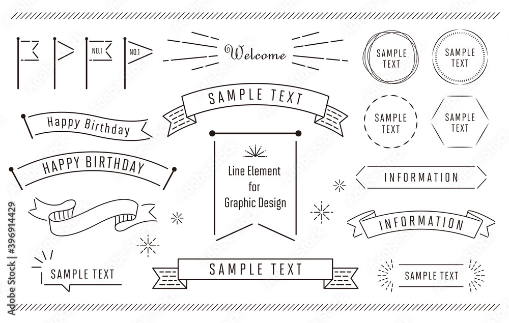 シンプルなラインのフレーム スタンプ リボン素材 Stock Vector Adobe Stock