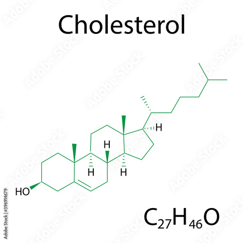 Cholesterol formula on white background. Molecular structure. Medical concept. Stock image. EPS 10.