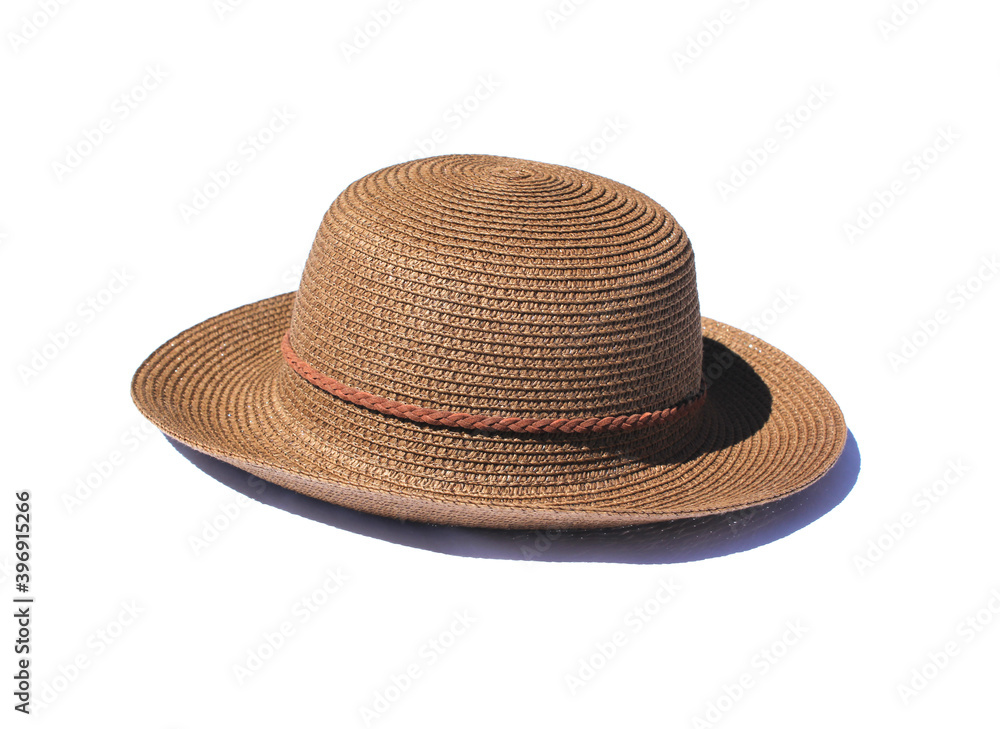 Beautiful summer hat isolated on white background Beautiful summer hat isolated on white background