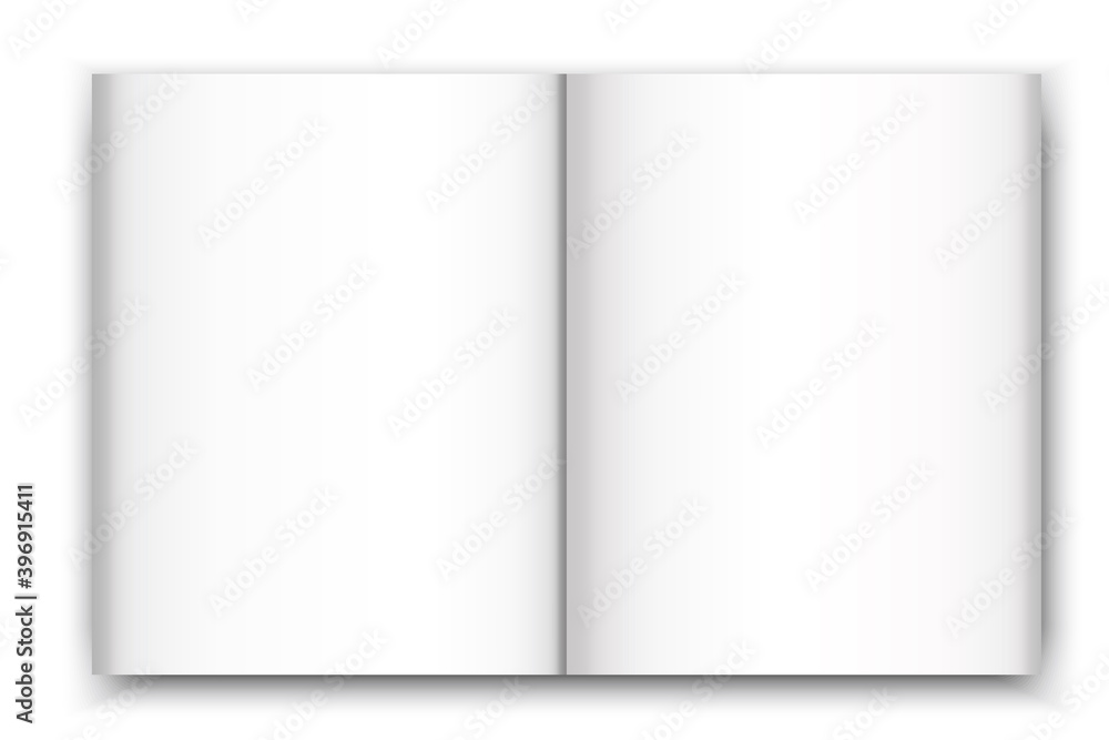 Open white blank book. Notebook paper. Layout template with open white blank book on soft white background. Stock image. EPS 10. Open white blank book. Notebook paper. Layout template with open white blank book on soft white background. Stock image. EPS 10.