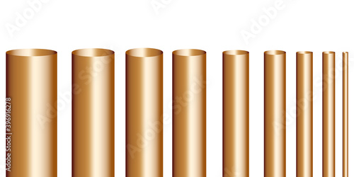 Bronze tubes in abstract style. 3d illustration. Abstract technology background. Stock image. EPS 10.