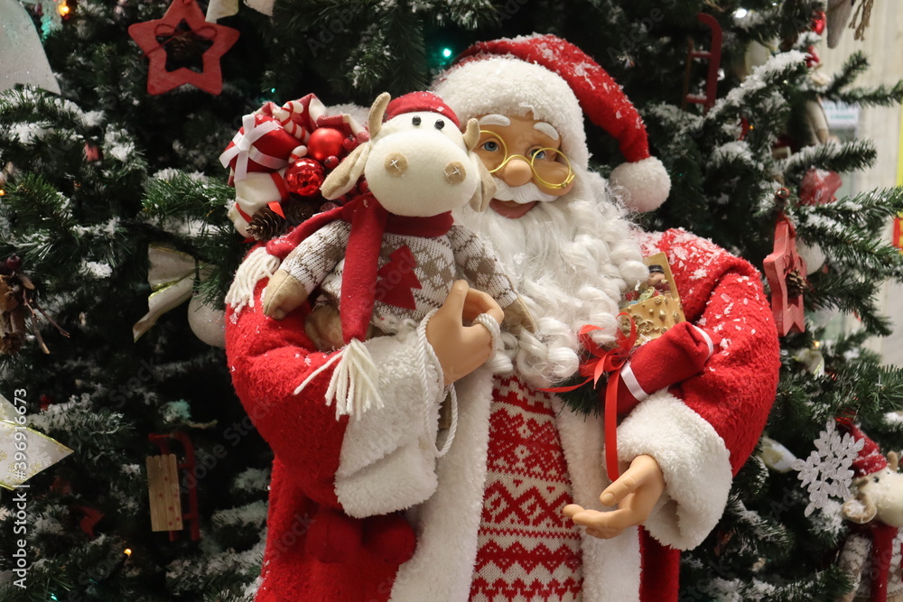 Christmas decoration with Santa toy view Christmas decoration with Santa toy view